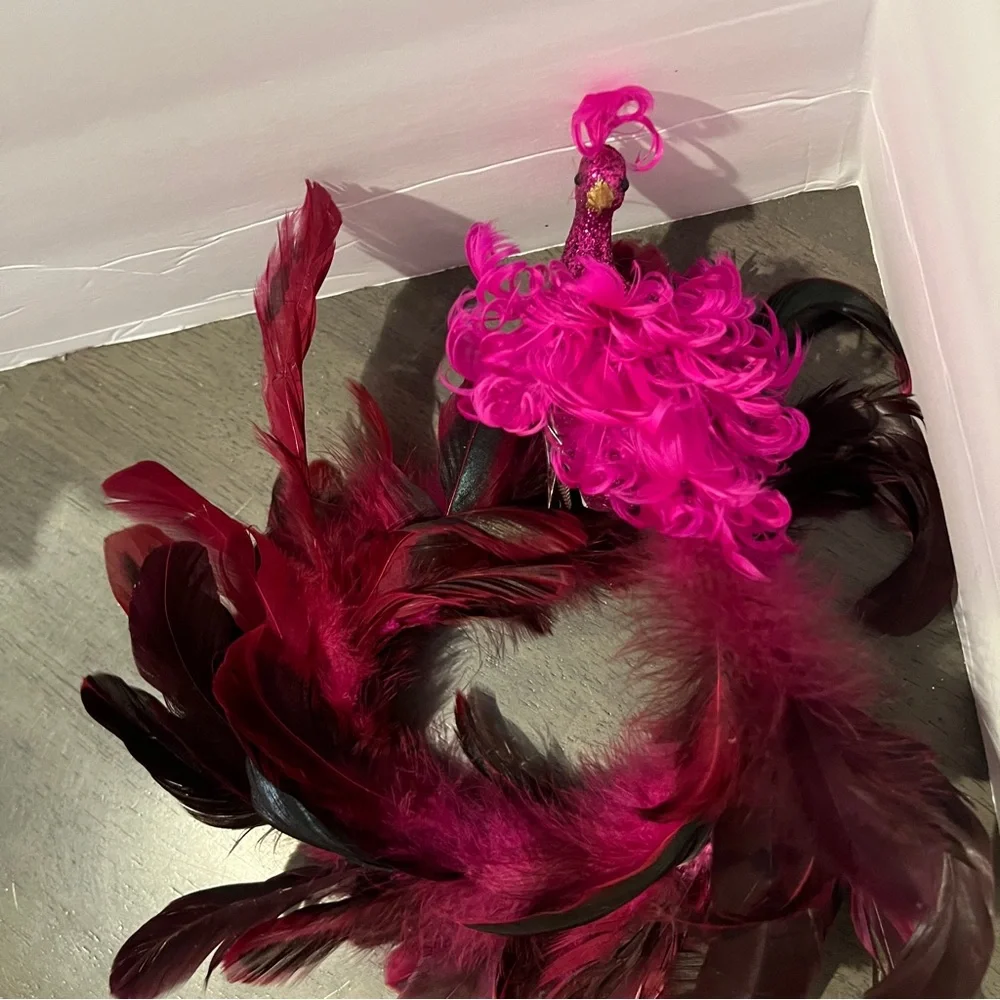 Pier 1 Pink and Red Phoenix Decor Feather Accent